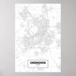 Affiche Eindhoven, Pays-Bas (noir sur blanc)