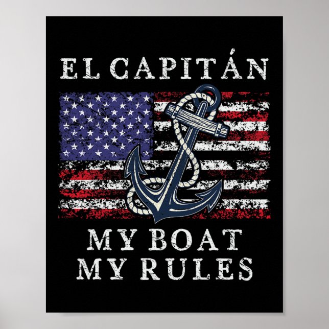 Affiche El Capitan Mon Bateau Mes Règles Pontoon Capitaine (Devant)