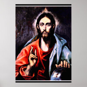 Affiche El Greco - Christ comme Sauveur, portrait d'art