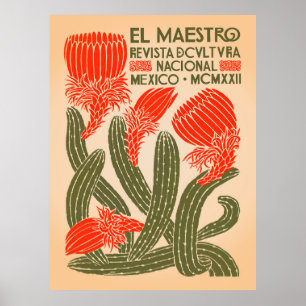 Affiche El Maestro Cactus Print Art Botanique Mexicain