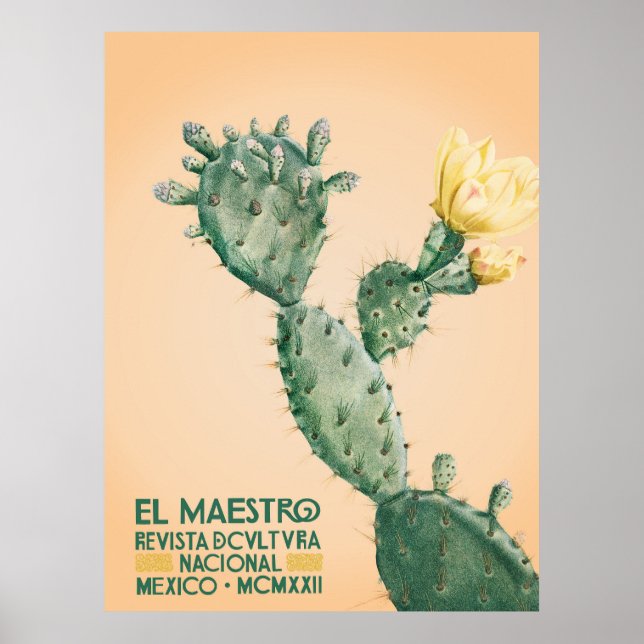 Affiche El Maestro Cactus Print | Art Botanique Mexicain (Devant)