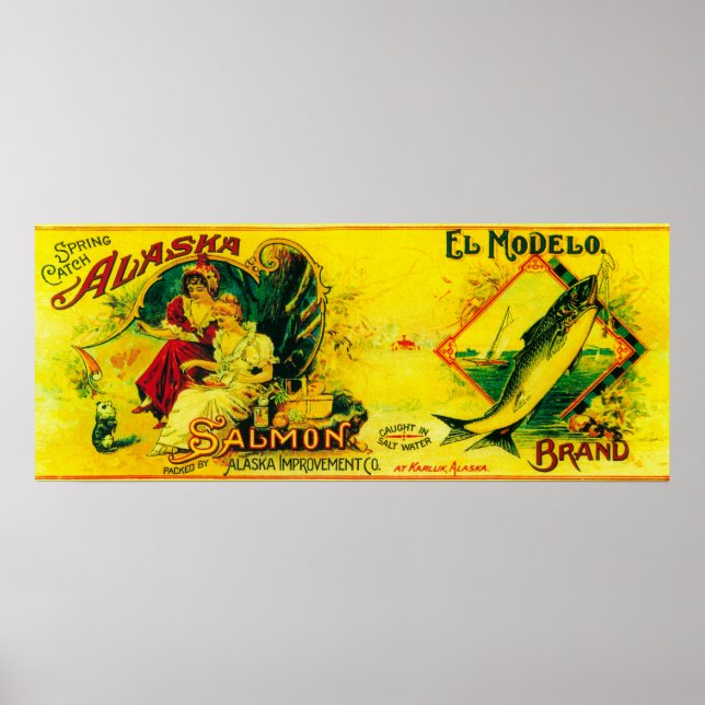 Affiche El Modelo Saumon peut étiqueter Karluk, AK (Devant)