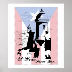 Affiche El Morro, Porto Rico w Drapeau