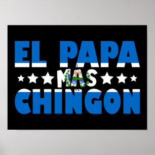 Affiche El Papa Mas Chingon El Salvador Drapeau Papa Drôle