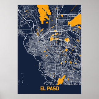 Affiche EL Paso - États-Unis Bluefresh City Map