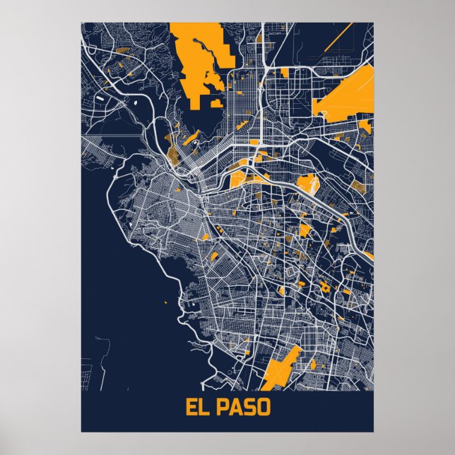 Affiche EL Paso - États-Unis Bluefresh City Map (Devant)