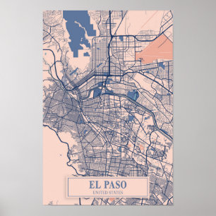 Affiche El Paso États-Unis Carte de la ville venteuse Voya