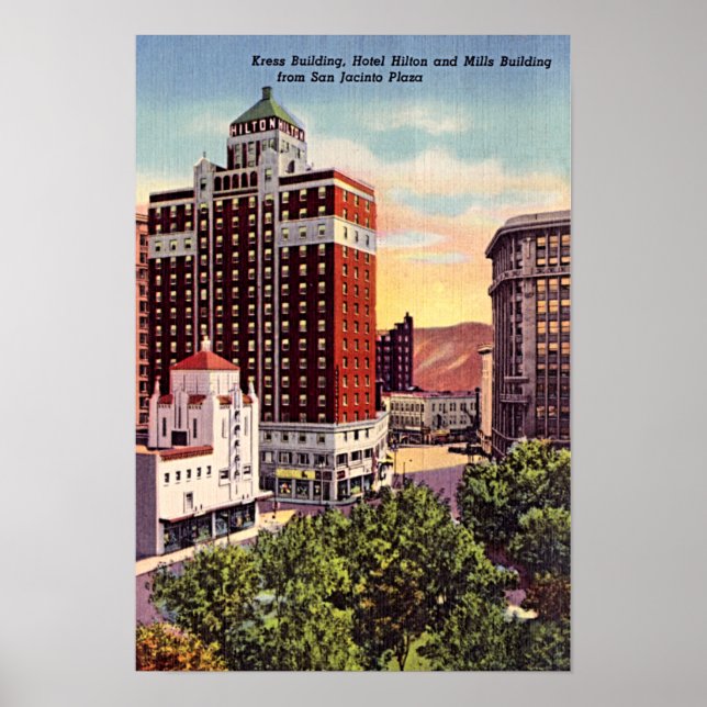 Affiche El Paso, Texas Downtown 1940 (Devant)