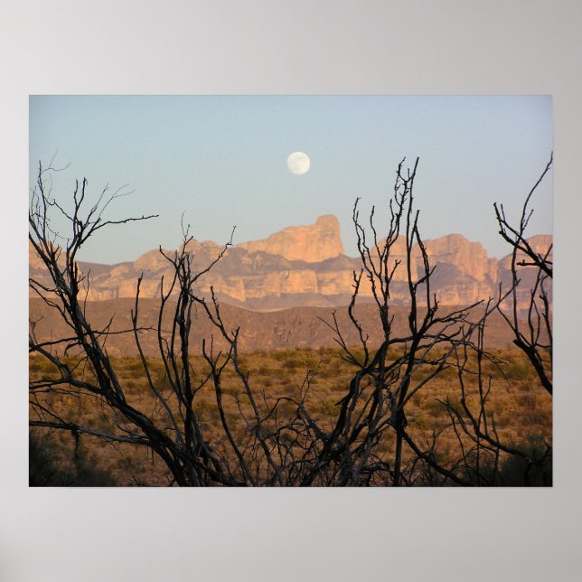 Affiche El Pico Moonrise - Big Bend, Texas (Devant)