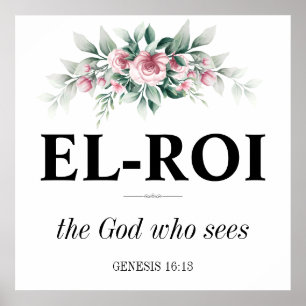 Affiche El Roi Wall Art   Écriture chrétienne Bible Verse