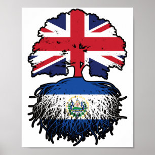 Affiche El Salvador Drapeau Salvadorien Britannique Arbre