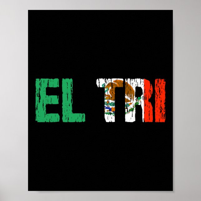 Affiche El Tri Mexico Fan de foot Gi drapeau en détresse (Devant)
