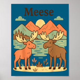 Affiche Élan drôle mignon nature faune animal enfants