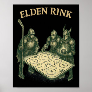 Affiche Elden Rink Drôle de Chevalier de Hockey Parodie Fa
