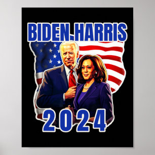 Affiche Élection 2024 du drapeau américain Biden Harris