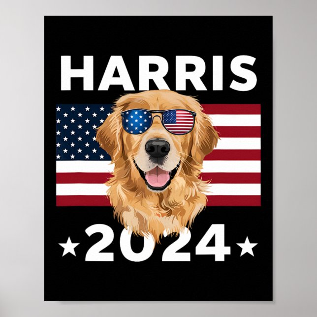 Affiche Election Kamala Harris 2024 Golden Retriever Dog U (Devant)