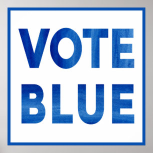Affiche Élection politique d'aquarelle audacieuse bleue de