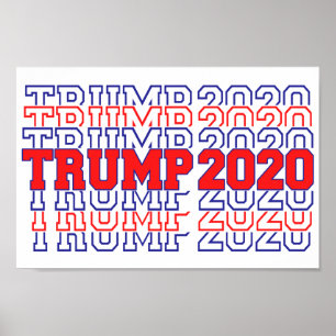 Affiche Élection Trump 2020 Rouge Blanc Bleu
