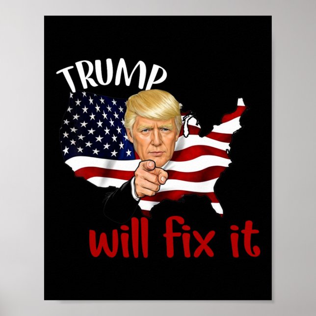 Affiche Élection Trump 2024 Réglera Le Problème Design  (Devant)
