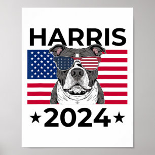 Affiche Élection Vote Kamala Harris 2024 Chien Pitbull Dra