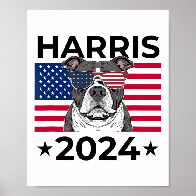 Affiche Élection Vote Kamala Harris 2024 Chien Pitbull Dra (Devant)