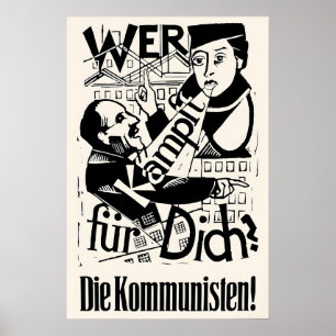 Affiche électorale allemande 1928 KPD Qui se bat p