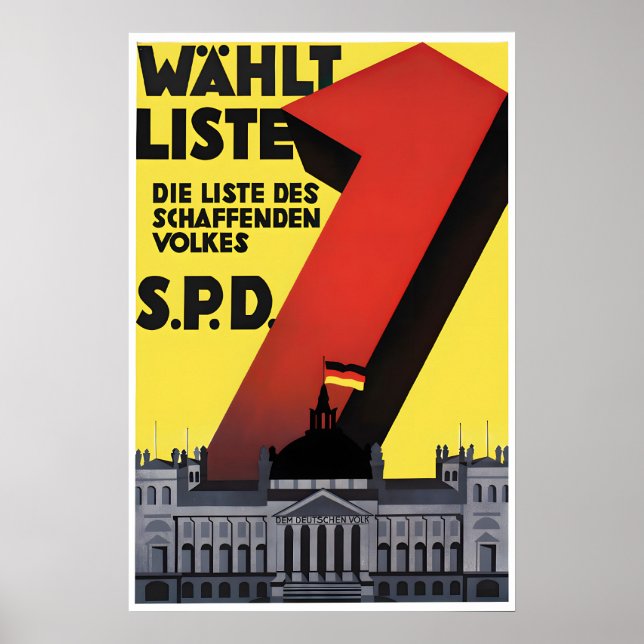 Affiche électorale allemande des années 1920 Parti (Devant)