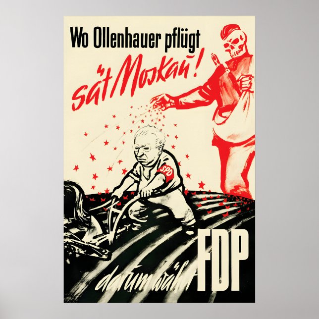 Affiche électorale allemande des années 1950 FDP M (Devant)
