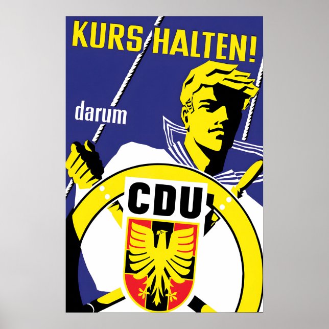 Affiche électorale CDU 1950s Maintenez la directio (Devant)
