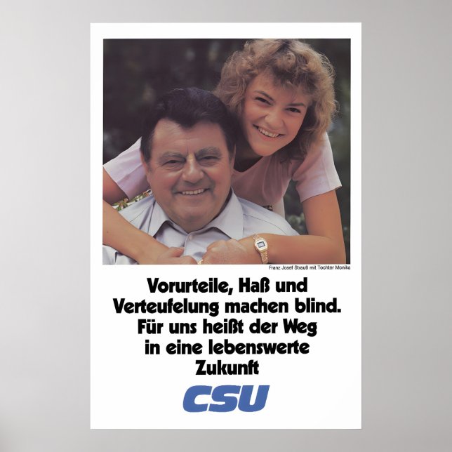 Affiche électorale CSU Franz Josef Strauss Préjugé (Devant)