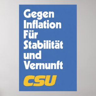 Affiche électorale de la CSU Contre l'inflation po