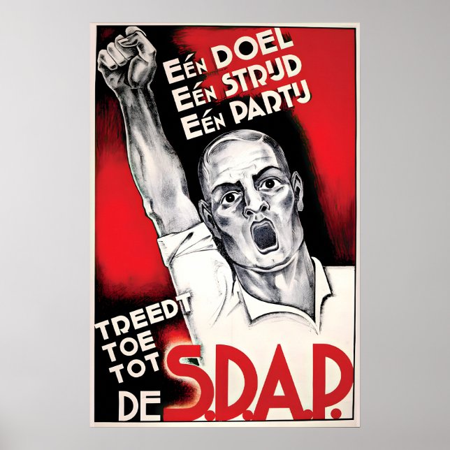 Affiche électorale néerlandaise  SDAP Un but, lutt (Devant)