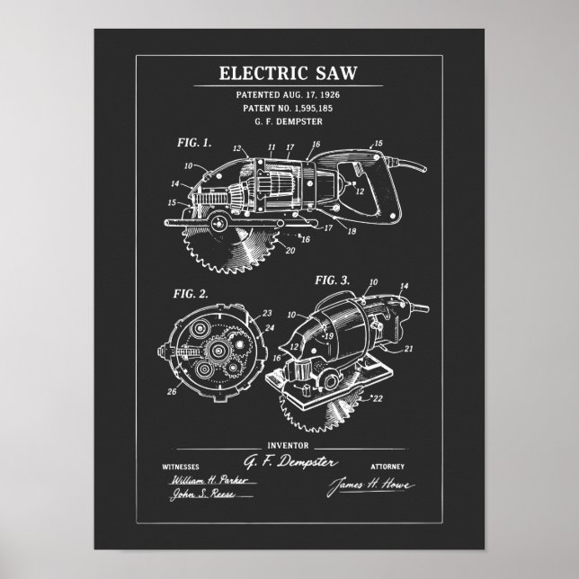 Affiche Electric Saw Blueprint (Devant)