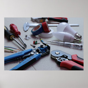 Affiche Electricien Handyman Outils et équipement