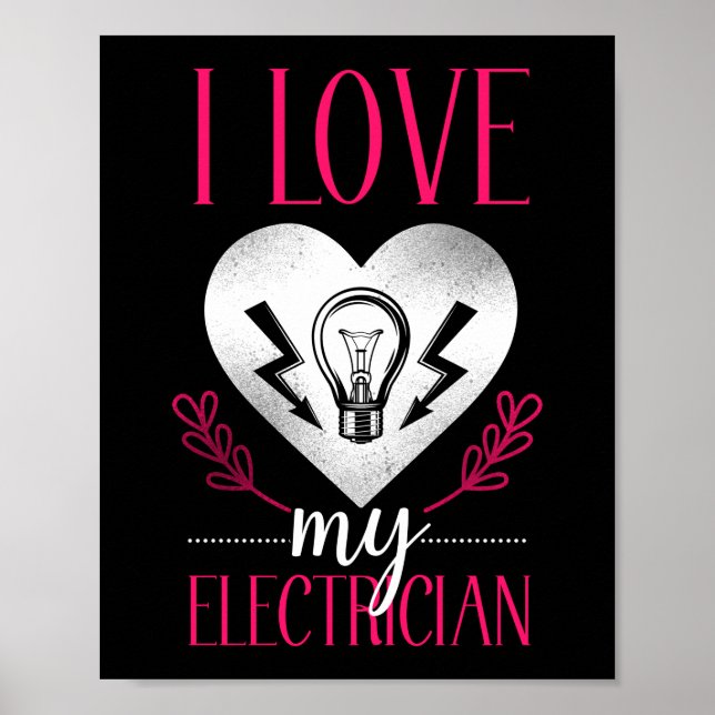 Affiche Electricien Lineman J'aime mon coeur électricien (Devant)