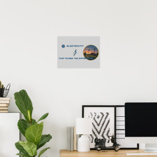 Affiche Électricité : Une maison en lumière dans un vaste