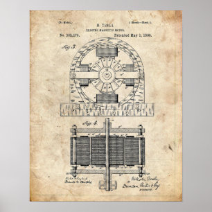 Affiche Électro brevet de moteur de Tesla