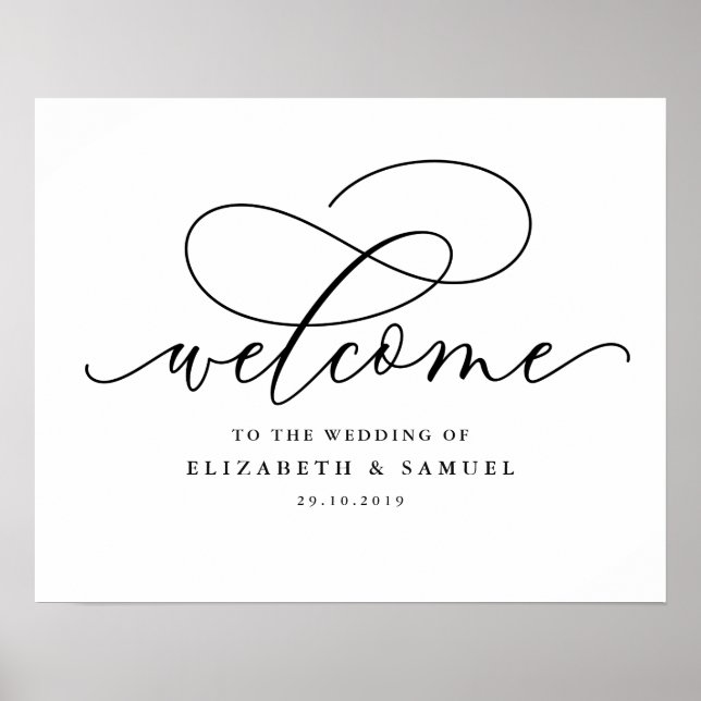 Affiche Elegan script bienvenue au signe mariage (Devant)