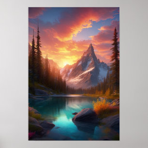 Affiche Élégance alpine, Montagnes neigeuses