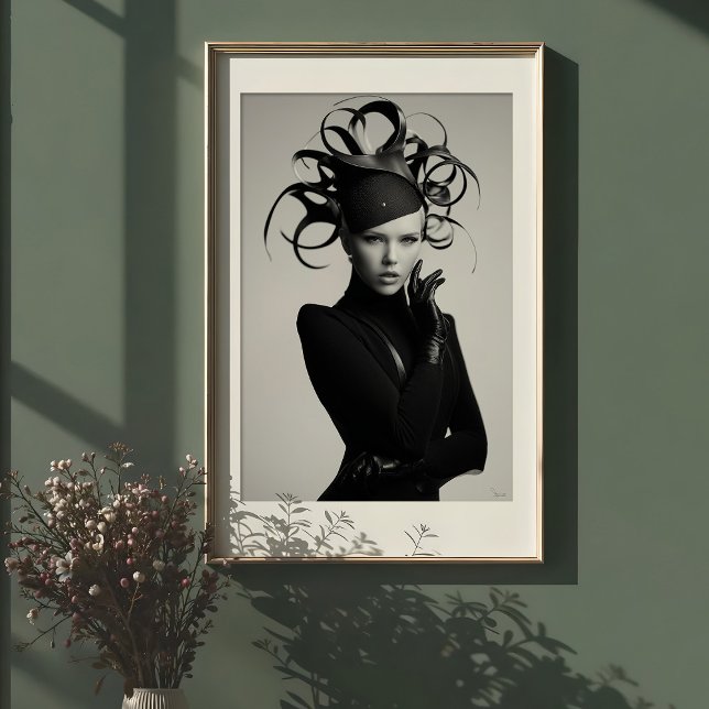Affiche Elégance avant-gardiste : Mode Casquette monochrom (Créateur téléchargé)
