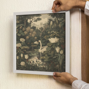 Affiche Élégance botanique - Le cygne dans la forêt