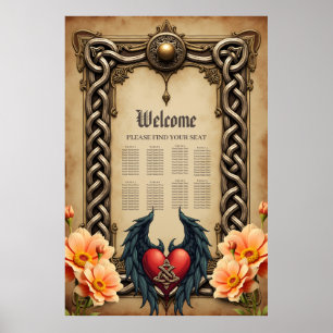 Affiche Elégance celtique avec coeur et ailes.