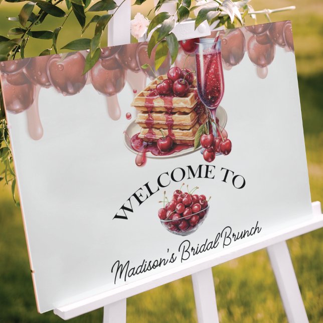 Affiche Élégance Cerise en Fleurs Douche nuptiale Panneau  (Créateur téléchargé)