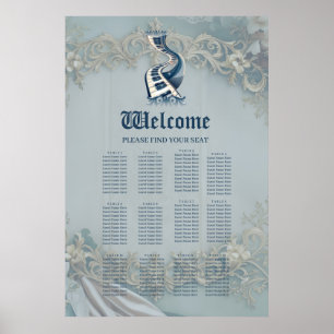 Affiche Élégance dans les touches de piano et fleurit.