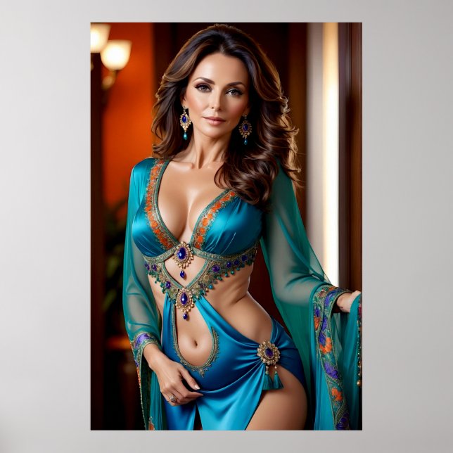 Affiche Élégance de la femme turquoise (5) (Devant)