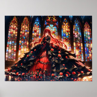 Affiche Élégance de la Rose Cramoisie 