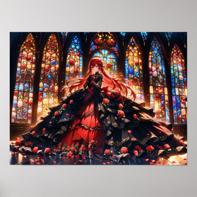 Affiche Élégance de la Rose Cramoisie  (Devant)