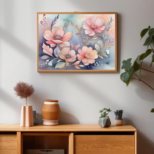 Affiche Élégance de l'art des papillons floraux Whimsical