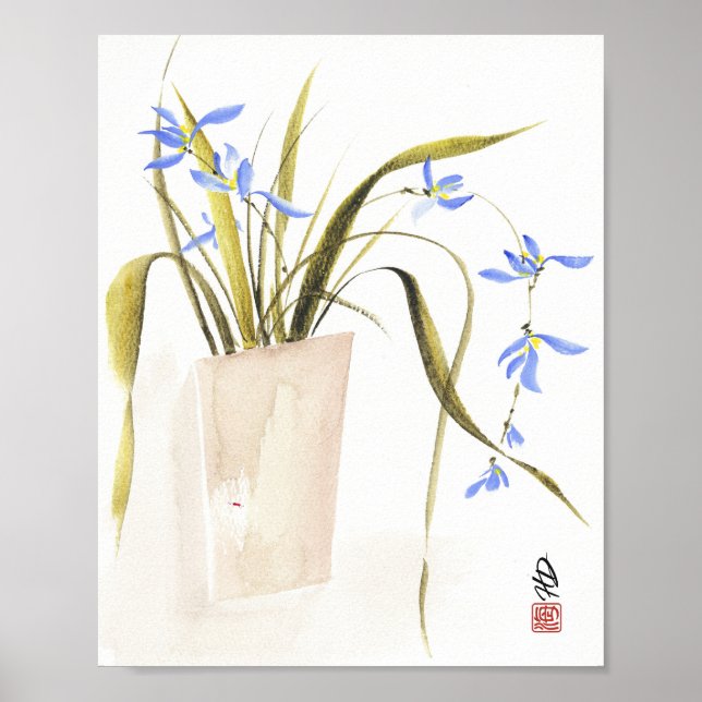 Affiche Élégance de l'orchidée bleue (Devant)