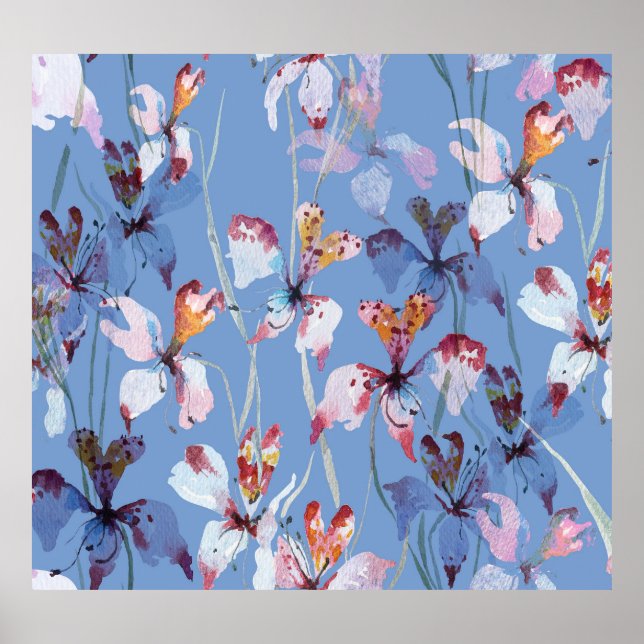 Affiche Elégance de l'orchidée sauvage : Aquarelle de luxe (Devant)